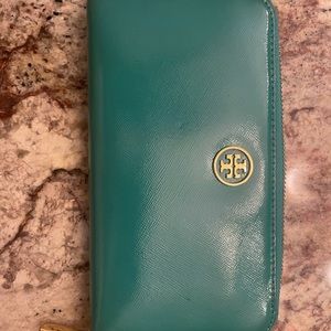 EUC teal Tory Burch wallet